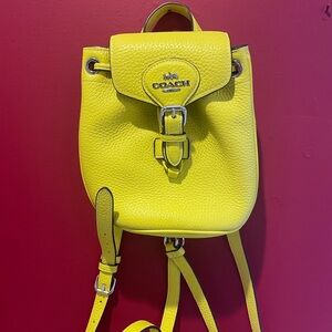 Coach Vibrant Yellow Leather Backpack
